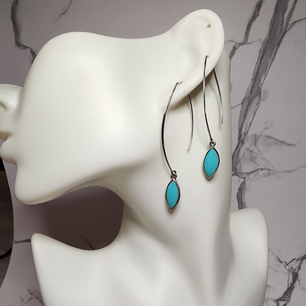 925 Silver Drop Earrings with Turquoise colored stone